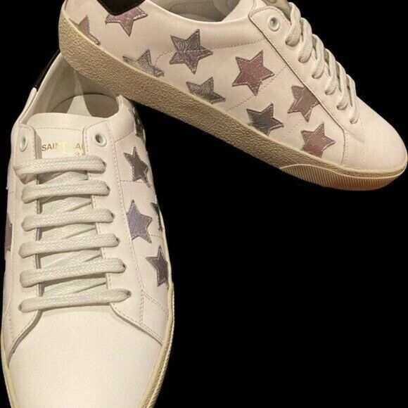 Saint Laurent YSL Silver Star Sneaker SIZE38 +/ US8.5 NEW IN BOX - Picture 4 of 13